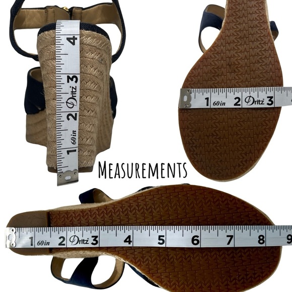 Michael Kors Sandals Berkley Canvas Jute Wedge Zipper Platform Navy Blue Tan 8 M - Picture 14 of 16